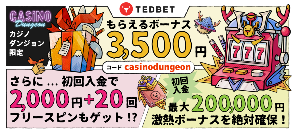 【最新ボーナスコード】2022年テッドベットカジノ入金不要ボーナスの使い方